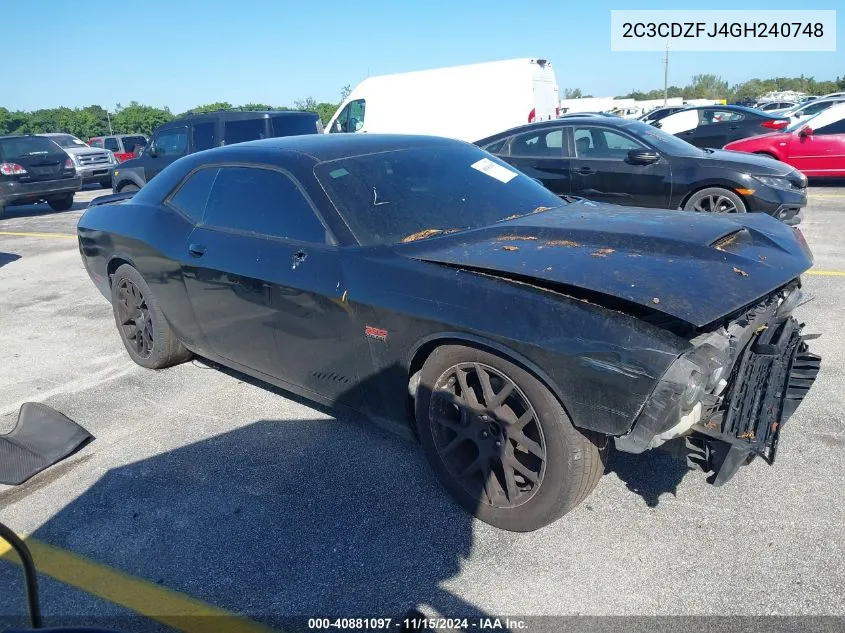 2016 Dodge Challenger R/T Scat Pack VIN: 2C3CDZFJ4GH240748 Lot: 40881097