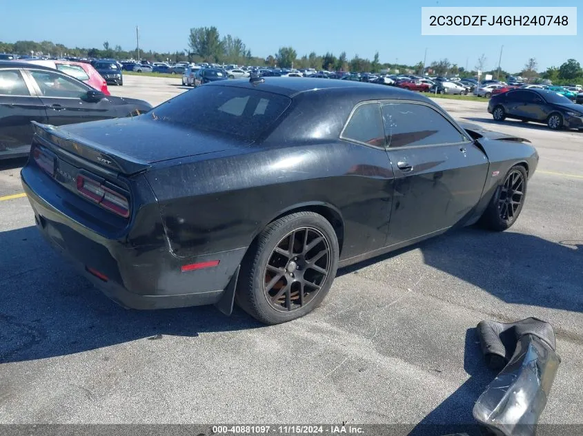 2016 Dodge Challenger R/T Scat Pack VIN: 2C3CDZFJ4GH240748 Lot: 40881097