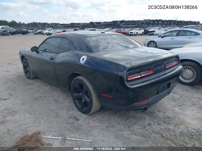 2016 Dodge Challenger Sxt VIN: 2C3CDZAG8GH138266 Lot: 40899867