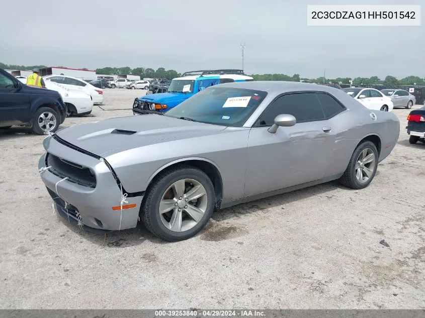 2017 Dodge Challenger Sxt VIN: 2C3CDZAG1HH501542 Lot: 39253840