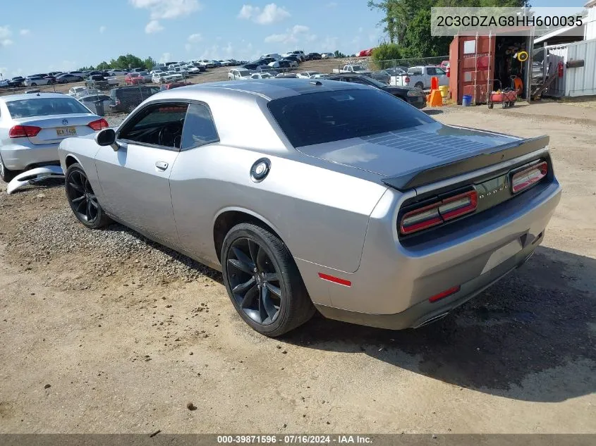 2017 Dodge Challenger Sxt VIN: 2C3CDZAG8HH600035 Lot: 39871596