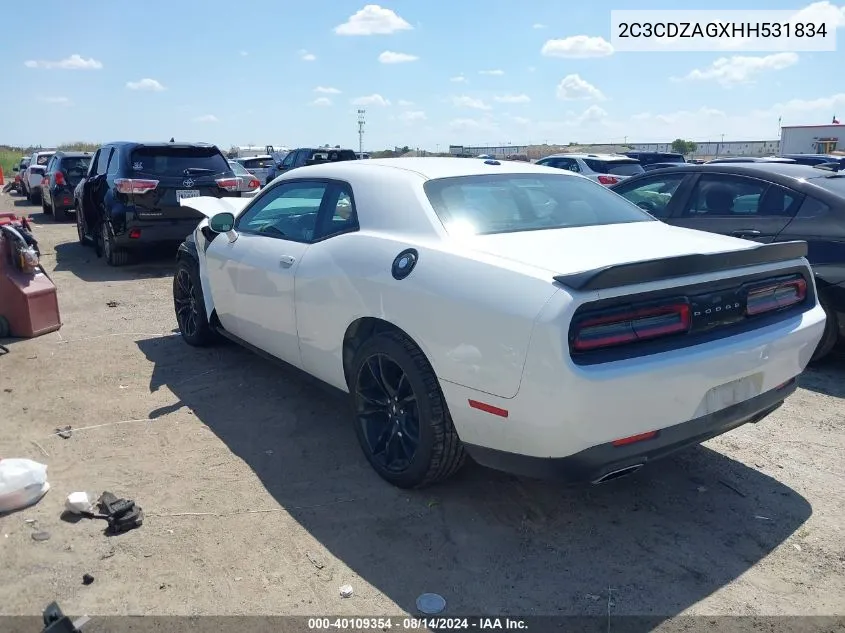 2017 Dodge Challenger Sxt VIN: 2C3CDZAGXHH531834 Lot: 40109354