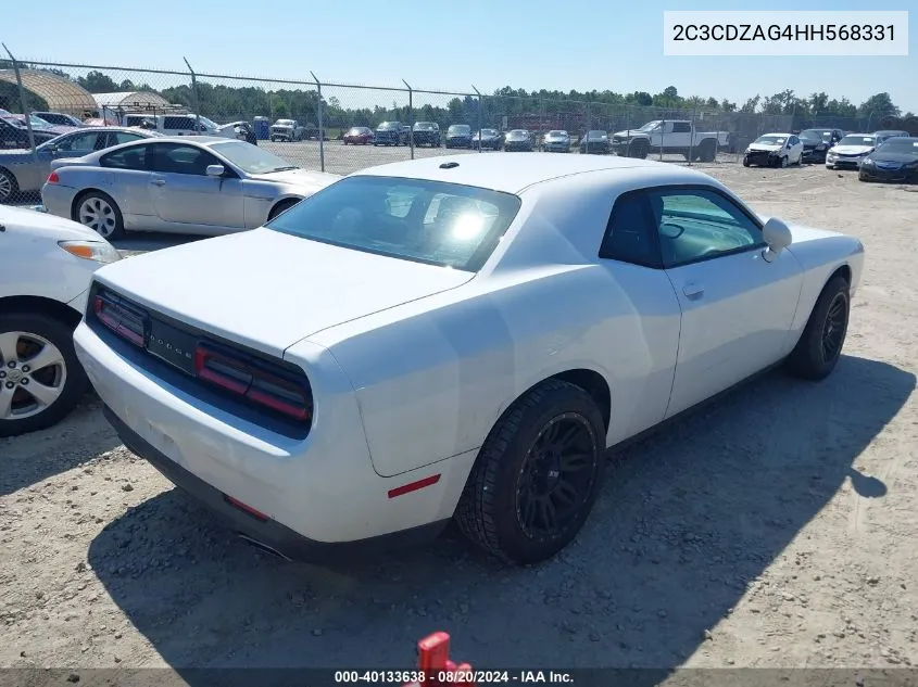 2017 Dodge Challenger Sxt VIN: 2C3CDZAG4HH568331 Lot: 40133638