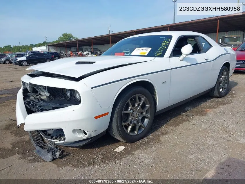 2017 Dodge Challenger Gt VIN: 2C3CDZGGXHH580958 Lot: 40178983