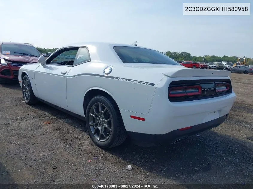 2017 Dodge Challenger Gt VIN: 2C3CDZGGXHH580958 Lot: 40178983