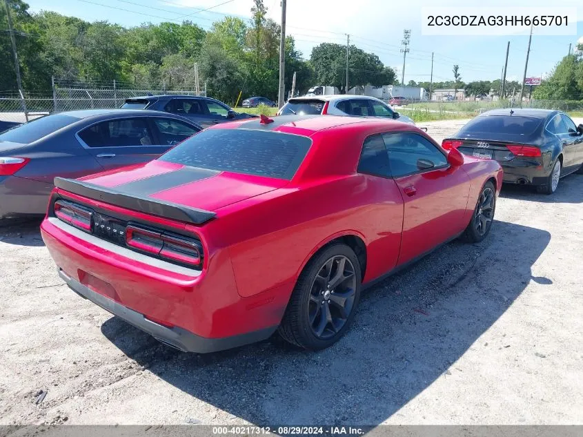 2017 Dodge Challenger Sxt Plus VIN: 2C3CDZAG3HH665701 Lot: 40217312