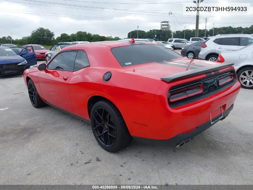 2017 Dodge Challenger R/T VIN: 2C3CDZBT3HH594933 Lot: 40298805