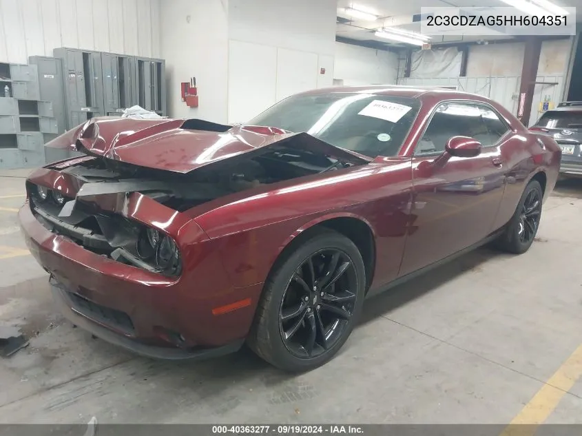 2017 Dodge Challenger Sxt Plus VIN: 2C3CDZAG5HH604351 Lot: 40363277