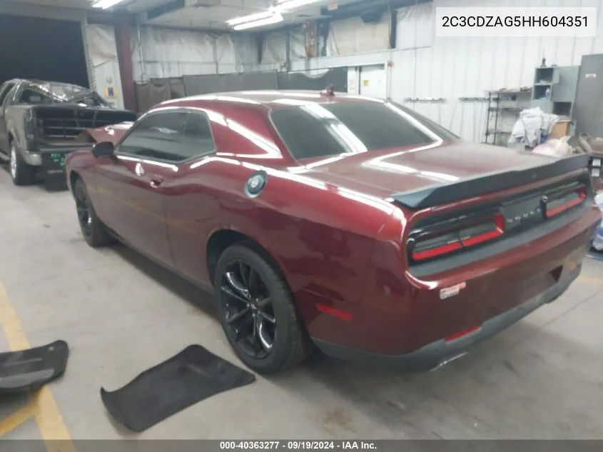 2017 Dodge Challenger Sxt Plus VIN: 2C3CDZAG5HH604351 Lot: 40363277