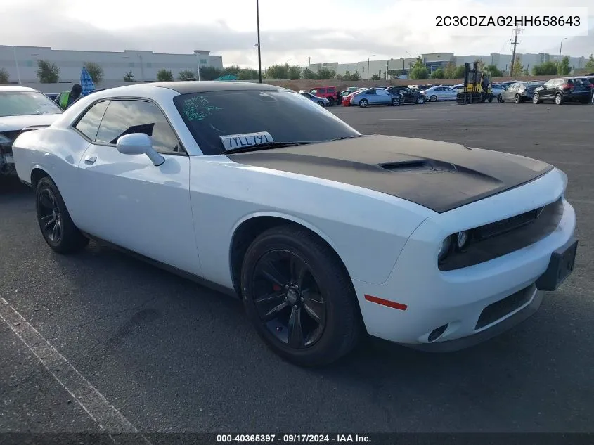 2017 Dodge Challenger Sxt VIN: 2C3CDZAG2HH658643 Lot: 40365397