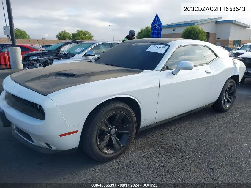 2017 Dodge Challenger Sxt VIN: 2C3CDZAG2HH658643 Lot: 40365397