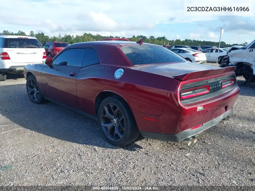 2017 Dodge Challenger Sxt Plus VIN: 2C3CDZAG3HH616966 Lot: 40504655