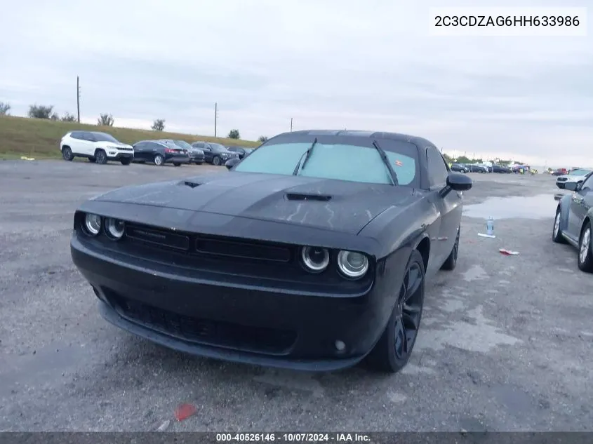 2017 Dodge Challenger Sxt VIN: 2C3CDZAG6HH633986 Lot: 40526146