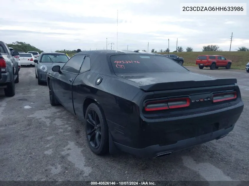 2017 Dodge Challenger Sxt VIN: 2C3CDZAG6HH633986 Lot: 40526146