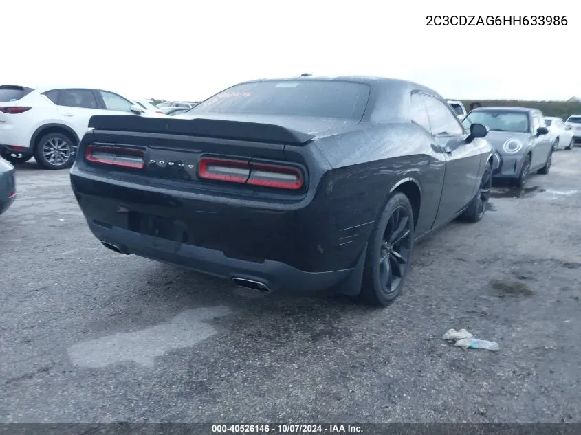 2017 Dodge Challenger Sxt VIN: 2C3CDZAG6HH633986 Lot: 40526146