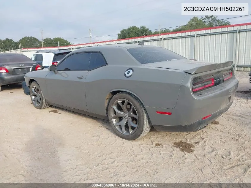 2017 Dodge Challenger Sxt Plus VIN: 2C3CDZAG9HH502261 Lot: 40549867