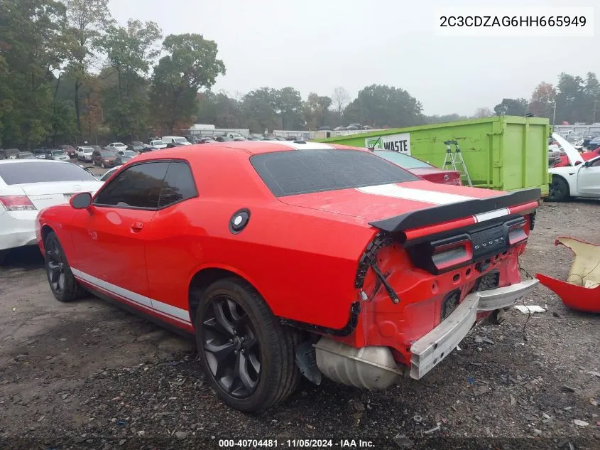 2017 Dodge Challenger Sxt VIN: 2C3CDZAG6HH665949 Lot: 40704481