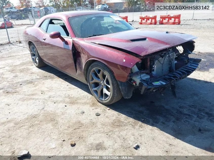 2017 Dodge Challenger Sxt Plus VIN: 2C3CDZAGXHH583142 Lot: 40754468