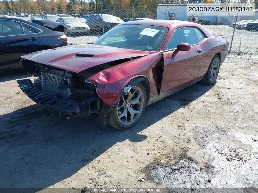 2017 Dodge Challenger Sxt Plus VIN: 2C3CDZAGXHH583142 Lot: 40754468