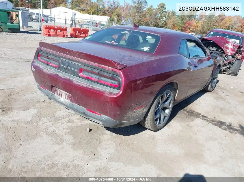 2017 Dodge Challenger Sxt Plus VIN: 2C3CDZAGXHH583142 Lot: 40754468