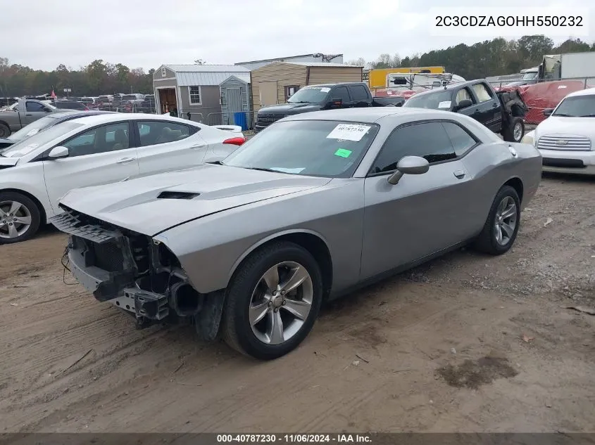 2017 Dodge Challenger Sxt VIN: 2C3CDZAGOHH550232 Lot: 40787230