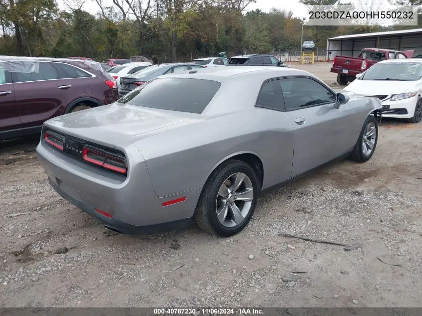 2017 Dodge Challenger Sxt VIN: 2C3CDZAGOHH550232 Lot: 40787230