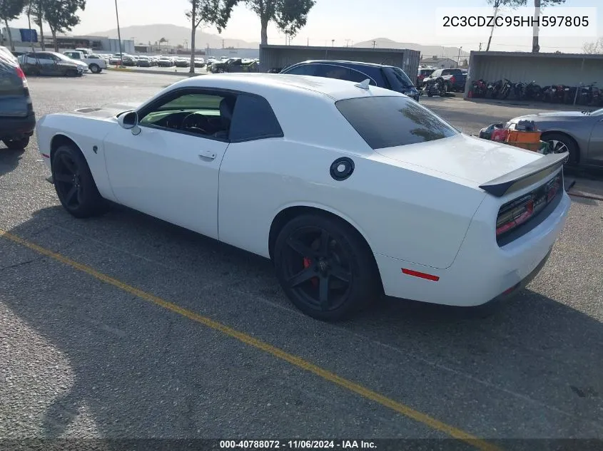 2017 Dodge Challenger Srt Hellcat VIN: 2C3CDZC95HH597805 Lot: 40788072