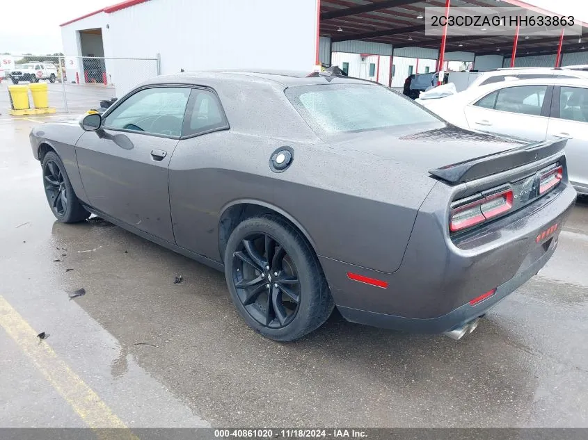 2017 Dodge Challenger Sxt Plus VIN: 2C3CDZAG1HH633863 Lot: 40861020