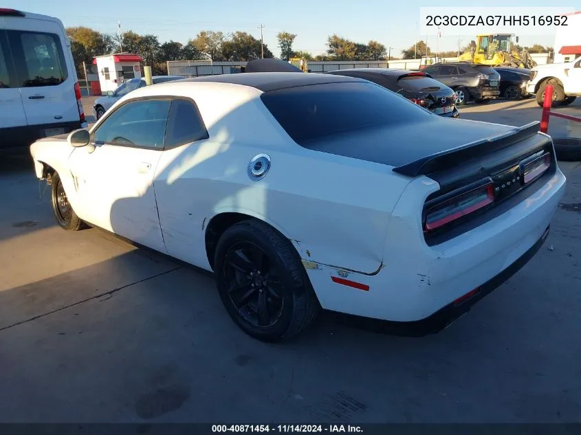 2017 Dodge Challenger Sxt VIN: 2C3CDZAG7HH516952 Lot: 40871454