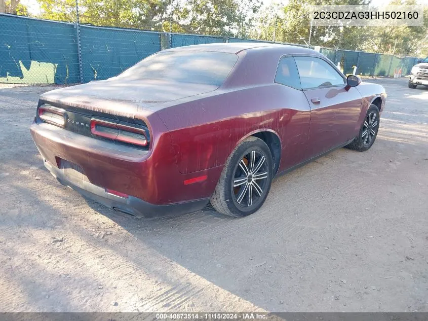 2017 Dodge Challenger Sxt VIN: 2C3CDZAG3HH502160 Lot: 40873514