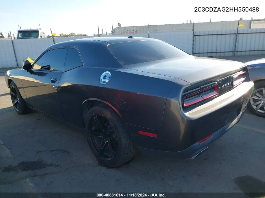 2017 Dodge Challenger Sxt VIN: 2C3CDZAG2HH550488 Lot: 40881614