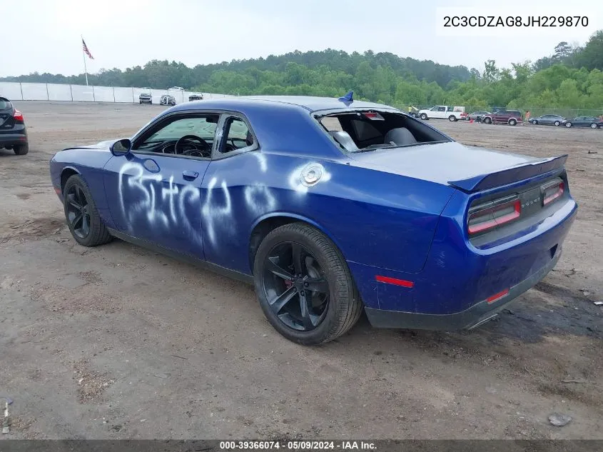 2C3CDZAG8JH229870 2018 Dodge Challenger Sxt Plus