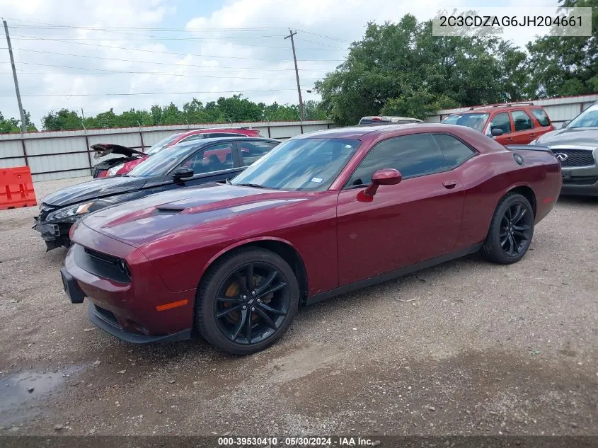 2C3CDZAG6JH204661 2018 Dodge Challenger Sxt