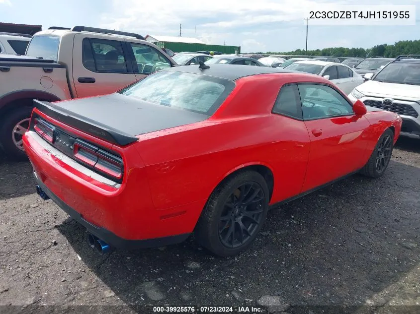 2018 Dodge Challenger T/A VIN: 2C3CDZBT4JH151955 Lot: 39925576