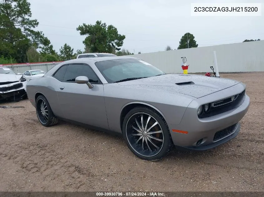 2018 Dodge Challenger Sxt VIN: 2C3CDZAG3JH215200 Lot: 39930796