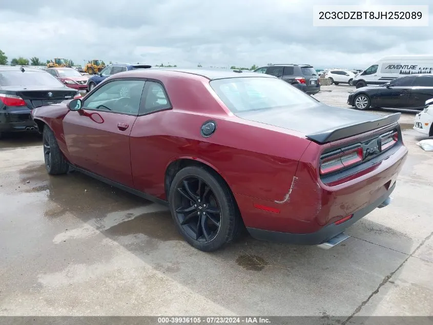 2018 Dodge Challenger R/T VIN: 2C3CDZBT8JH252089 Lot: 39936105