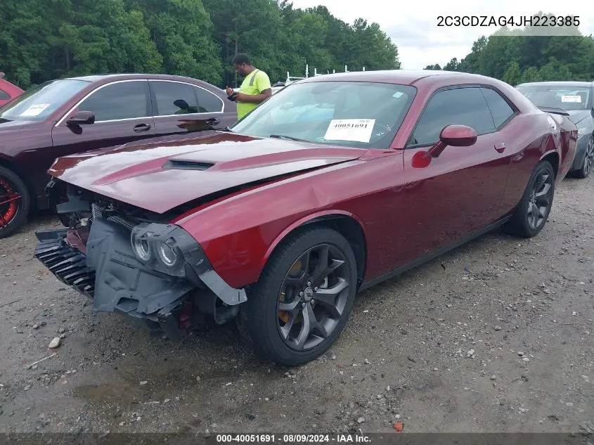 2018 Dodge Challenger Sxt Plus VIN: 2C3CDZAG4JH223385 Lot: 40051691