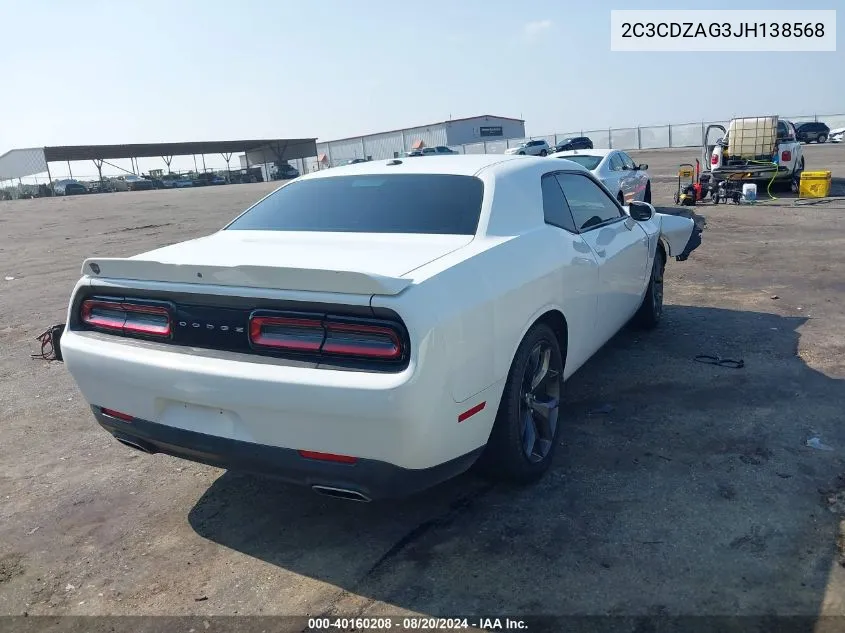 2C3CDZAG3JH138568 2018 Dodge Challenger Sxt