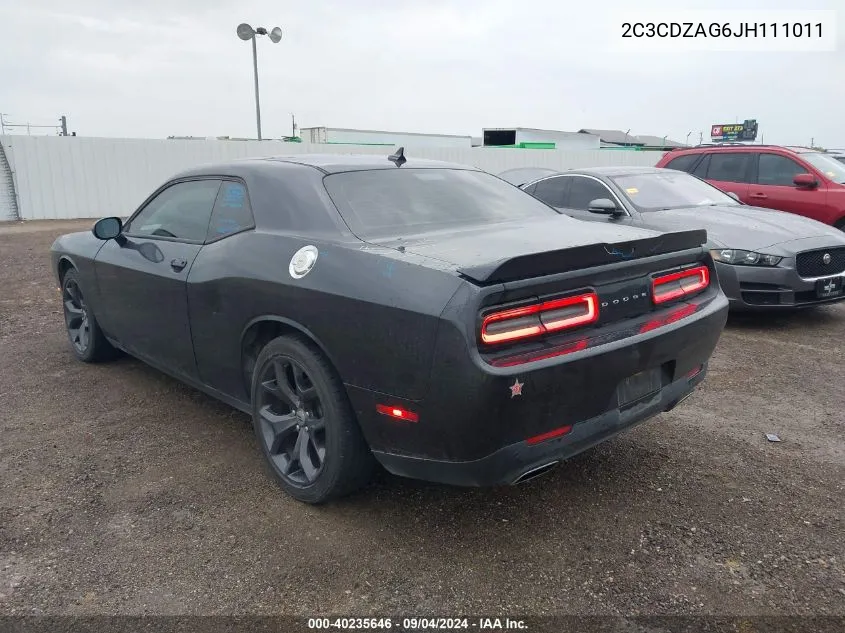 2C3CDZAG6JH111011 2018 Dodge Challenger Sxt Plus