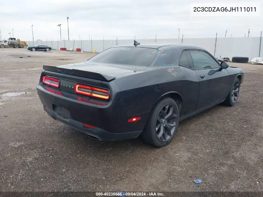 2C3CDZAG6JH111011 2018 Dodge Challenger Sxt Plus