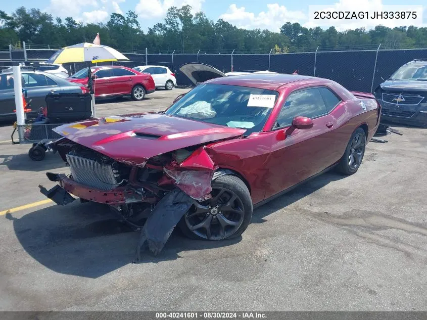 2018 Dodge Challenger Sxt Plus VIN: 2C3CDZAG1JH333875 Lot: 40241601