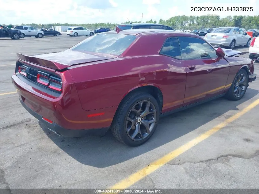 2018 Dodge Challenger Sxt Plus VIN: 2C3CDZAG1JH333875 Lot: 40241601