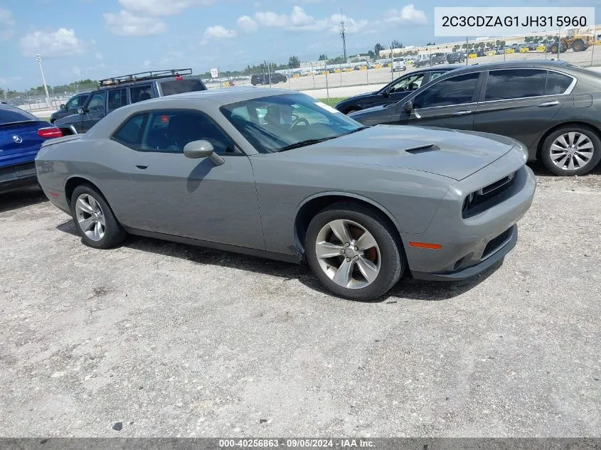 2C3CDZAG1JH315960 2018 Dodge Challenger Sxt