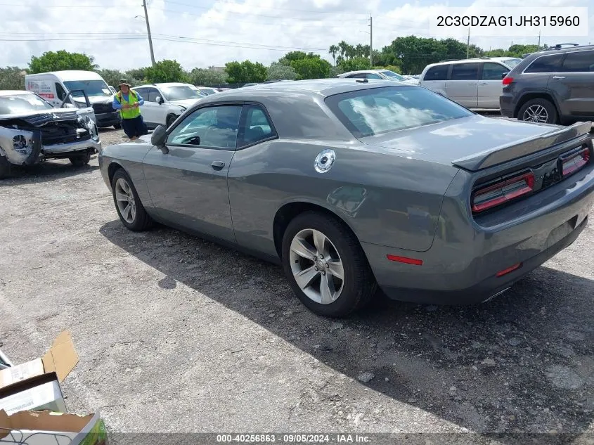 2C3CDZAG1JH315960 2018 Dodge Challenger Sxt