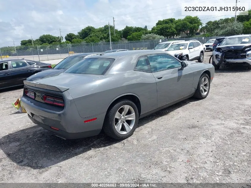 2C3CDZAG1JH315960 2018 Dodge Challenger Sxt