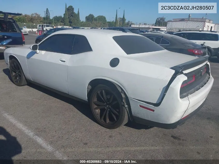 2018 Dodge Challenger Sxt VIN: 2C3CDZAG2JH280507 Lot: 40268663