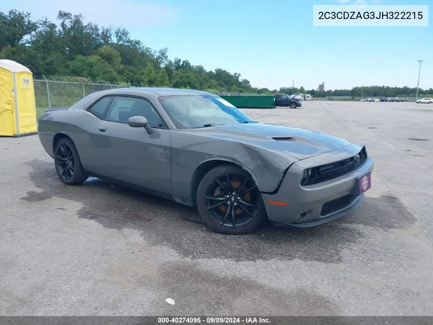 2018 Dodge Challenger Sxt VIN: 2C3CDZAG3JH322215 Lot: 40274095