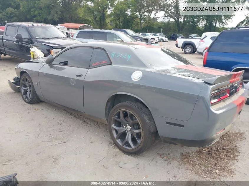 2018 Dodge Challenger Sxt Plus VIN: 2C3CDZAG5JH111677 Lot: 40274514