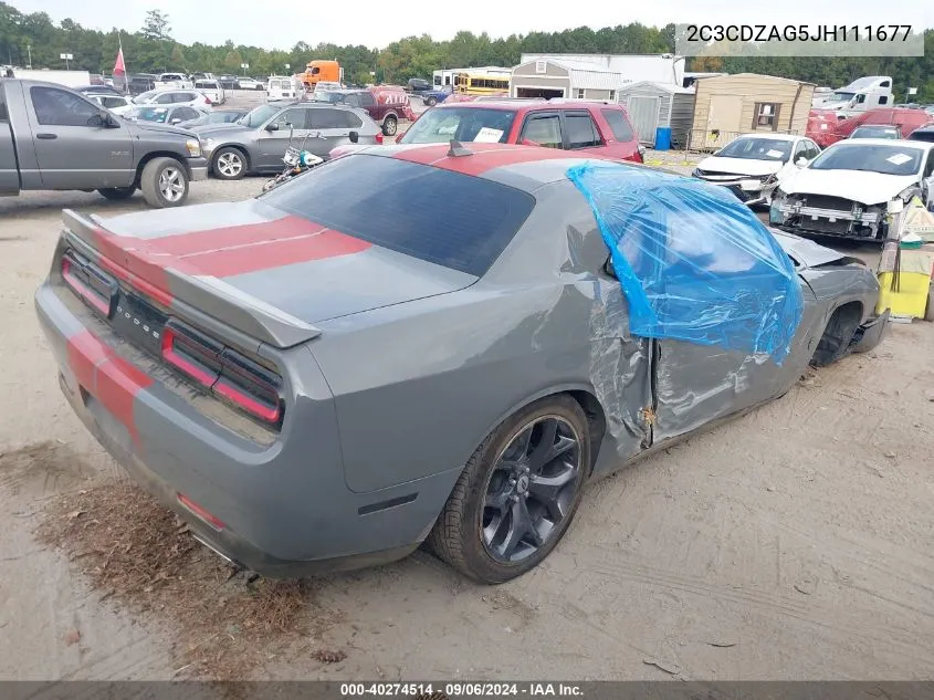 2018 Dodge Challenger Sxt Plus VIN: 2C3CDZAG5JH111677 Lot: 40274514