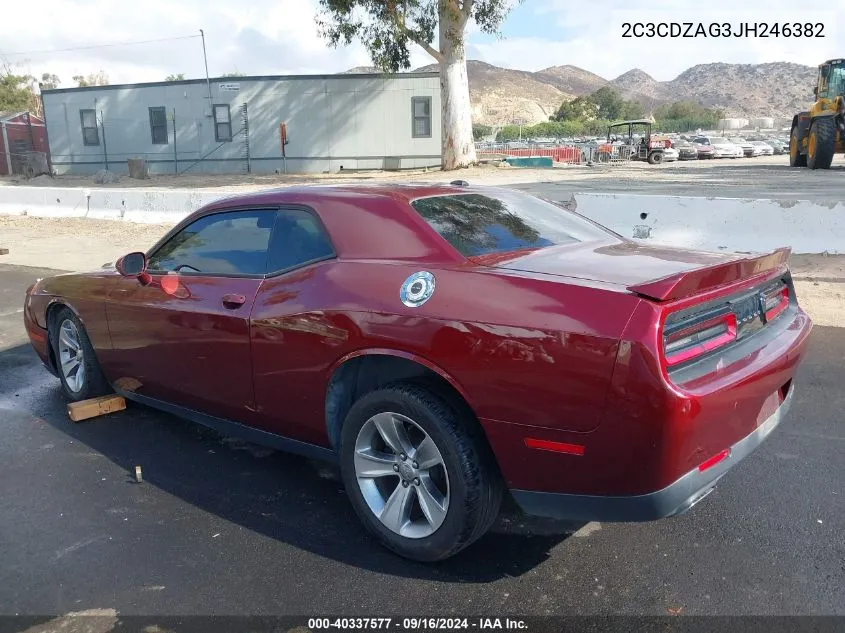 2018 Dodge Challenger Sxt VIN: 2C3CDZAG3JH246382 Lot: 40337577